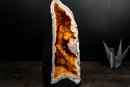 Citrine Crystal Geode Cathedral with Stalactite Flowers and White Agate Frame - E2D Crystals & Minerals