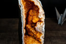 Citrine Crystal Geode Cathedral with Stalactite Flowers and White Agate Frame - E2D Crystals & Minerals