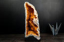 Citrine Crystal Geode Cathedral with Stalactite Flowers and White Agate Frame - E2D Crystals & Minerals