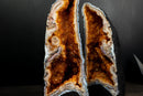 Pair of Citrine Geode Cathedrals with Stalactite Flowers and White Agate - E2D Crystals & Minerals