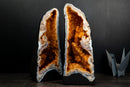 Pair of Citrine Geode Cathedrals with Stalactite Flowers and White Agate - E2D Crystals & Minerals