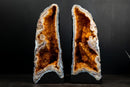 Pair of Citrine Geode Cathedrals with Stalactite Flowers and White Agate - E2D Crystals & Minerals