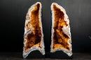 Pair of Citrine Geode Cathedrals with Stalactite Flowers and White Agate - E2D Crystals & Minerals