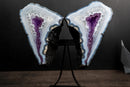 Blue Lace Agate Butterfly Wings Geode with Purple Amethyst Druzy - E2D Crystals & Minerals