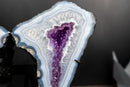 Blue Lace Agate Butterfly Wings Geode with Purple Amethyst Druzy - E2D Crystals & Minerals