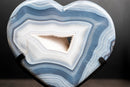 Natural Blue Lace Agate Heart, White Galaxy Amethyst Druzy - E2D Crystals & Minerals