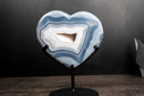Natural Blue Lace Agate Heart, White Galaxy Amethyst Druzy - E2D Crystals & Minerals