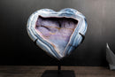 Blue Lace Agate Heart Geode – Bold White Lace Layers with Galaxy Amethyst Druzy - E2D Crystals & Minerals