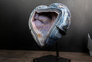 Blue Lace Agate Heart Geode – Bold White Lace Layers with Galaxy Amethyst Druzy - E2D Crystals & Minerals