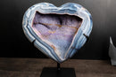 Blue Lace Agate Heart Geode – Bold White Lace Layers with Galaxy Amethyst Druzy - E2D Crystals & Minerals
