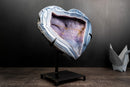 Blue Lace Agate Heart Geode – Bold White Lace Layers with Galaxy Amethyst Druzy - E2D Crystals & Minerals