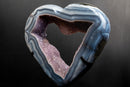 Blue Lace Agate Heart Geode Portal – Bold White Lace Layers with Galaxy Amethyst Druzy - E2D Crystals & Minerals