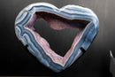 Blue Lace Agate Heart Geode Portal – Bold White Lace Layers with Galaxy Amethyst Druzy - E2D Crystals & Minerals