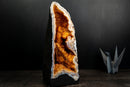 Citrine Crystal Geode Cathedral with Stalactite Flowers and White Agate Frame - E2D Crystals & Minerals