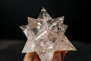 Hand - Carved Water - Clear Lemurian Quartz Merkaba Star (12 - Sided) - E2D Crystals & Minerals
