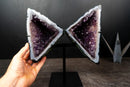 Rare Geometric Triangular Amethyst Geode Wings White Agate Banding - E2D Crystals & Minerals