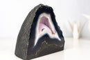 Natural Blue Lace Agate Geode - Blue & White Banding with White Galaxy Druzy - E2D Crystals & Minerals