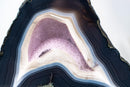 Natural Blue Lace Agate Geode - Blue & White Banding with White Galaxy Druzy - E2D Crystals & Minerals