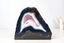 Natural Blue Lace Agate Geode - Blue & White Banding with White Galaxy Druzy - E2D Crystals & Minerals