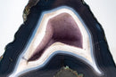 Natural Blue Lace Agate Geode - Blue & White Banding with White Galaxy Druzy - E2D Crystals & Minerals