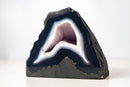 Natural Blue Lace Agate Geode - Blue & White Banding with White Galaxy Druzy - E2D Crystals & Minerals