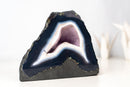 Natural Blue Lace Agate Geode - Blue & White Banding with White Galaxy Druzy - E2D Crystals & Minerals