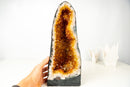 Tall Orange Citrine Crystal Geode Cathedral with Sparkly Points - E2D Crystals & Minerals
