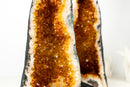 Pair of Tall Orange Citrine Crystal Geode Cathedrals with Sparkly Points - E2D Crystals & Minerals