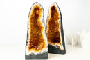 Pair of Tall Orange Citrine Crystal Geode Cathedrals with Sparkly Points - E2D Crystals & Minerals