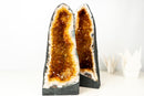 Pair of Tall Orange Citrine Crystal Geode Cathedrals with Sparkly Points - E2D Crystals & Minerals
