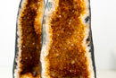 Pair of Tall Orange Citrine Crystal Geode Cathedrals with Sparkly Points - E2D Crystals & Minerals