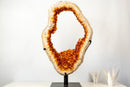 Madeira Orange Citrine Portal Slice with Crisp White Agate Frame - E2D Crystals & Minerals