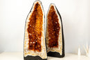 Pair of AAA - Grade Golden - Orange Citrine Geode Cathedrals - E2D Crystals & Minerals