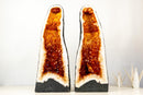 Pair of Brazilian Madeira Citrine Geode Cathedrals – Tall, Fiery Druzy Statement Pieces - E2D Crystals & Minerals
