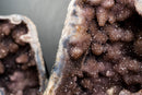 Pair of Collector - Grade Amethyst Geodes with Galaxy Druzy over Calcite - E2D Crystals & Minerals