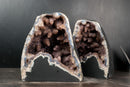 Pair of Collector - Grade Amethyst Geodes with Galaxy Druzy over Calcite - E2D Crystals & Minerals