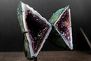 Rare Geometric Triangular Amethyst Geode Wings White Agate Banding - E2D Crystals & Minerals