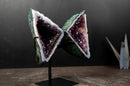 Rare Geometric Triangular Amethyst Geode Wings White Agate Banding - E2D Crystals & Minerals