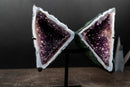 Rare Geometric Triangular Amethyst Geode Wings White Agate Banding - E2D Crystals & Minerals