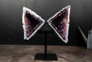 Rare Geometric Triangular Amethyst Geode Wings White Agate Banding - E2D Crystals & Minerals