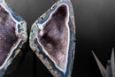 Lace Agate “Angel Wings” Geode – Blue & White Banding with Galaxy Amethyst - E2D Crystals & Minerals