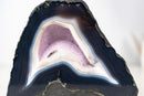 Natural Blue Lace Agate Geode - Blue & White Banding with White Galaxy Druzy - E2D Crystals & Minerals