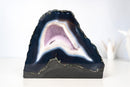 Natural Blue Lace Agate Geode - Blue & White Banding with White Galaxy Druzy - E2D Crystals & Minerals