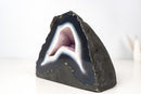 Natural Blue Lace Agate Geode - Blue & White Banding with White Galaxy Druzy - E2D Crystals & Minerals