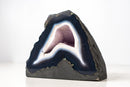 Natural Blue Lace Agate Geode - Blue & White Banding with White Galaxy Druzy - E2D Crystals & Minerals