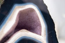 Natural Blue Lace Agate Geode - Blue & White Banding with White Galaxy Druzy - E2D Crystals & Minerals