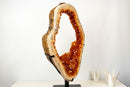 Madeira Orange Citrine Portal Slice with Crisp White Agate Frame - E2D Crystals & Minerals