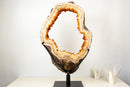 Madeira Orange Citrine Portal Slice with Crisp White Agate Frame - E2D Crystals & Minerals