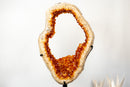 Madeira Orange Citrine Portal Slice with Crisp White Agate Frame - E2D Crystals & Minerals
