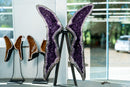 Museum-Scale Amethyst Wings Pair – Symmetrical Long-Tailed Butterfly Geodes
